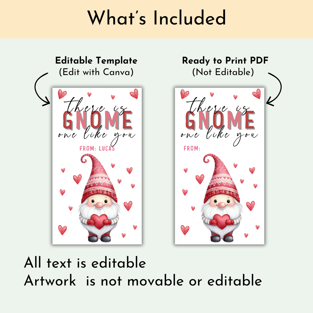 Gnome Valentine's Day Tag