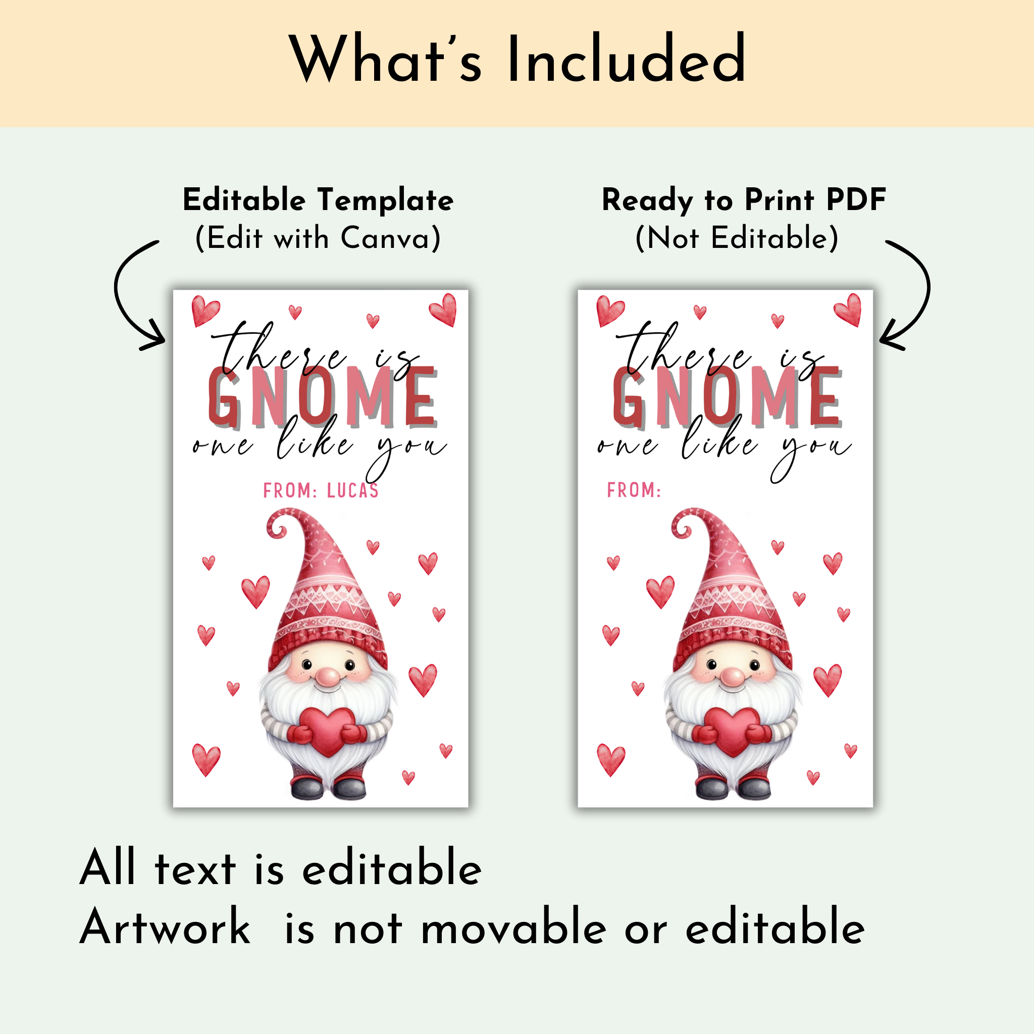 Gnome Valentine's Day Tag