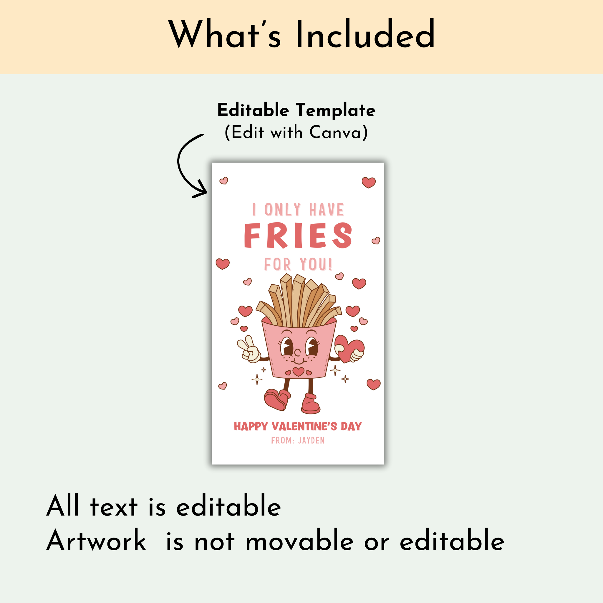 Valentine's French Fries Treat Tag