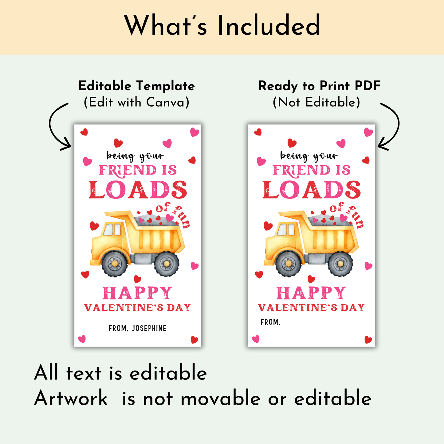 Valentine's Day Construction Truck Tag