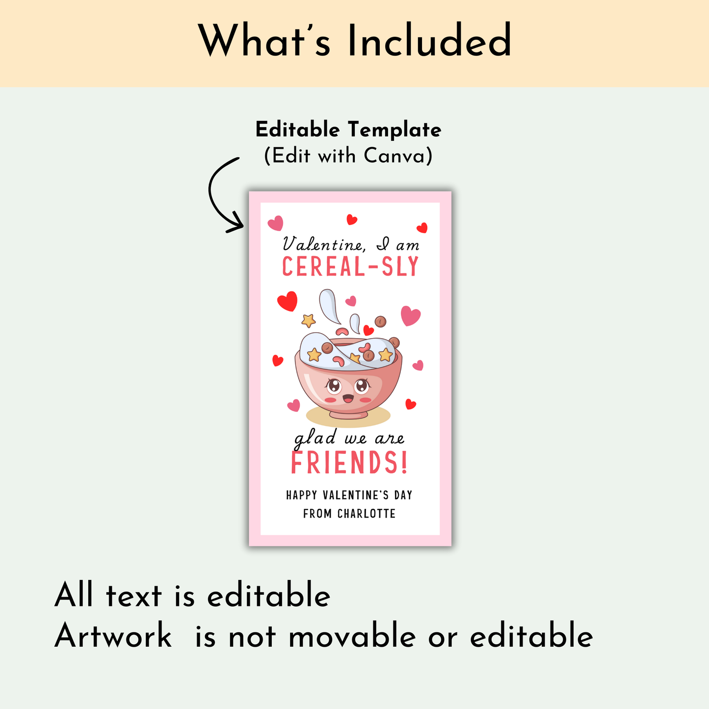 Cereal Valentine's Day Treat Tag