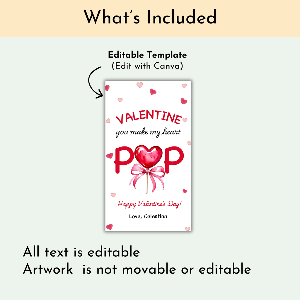 Lollipop Valentine's Tag