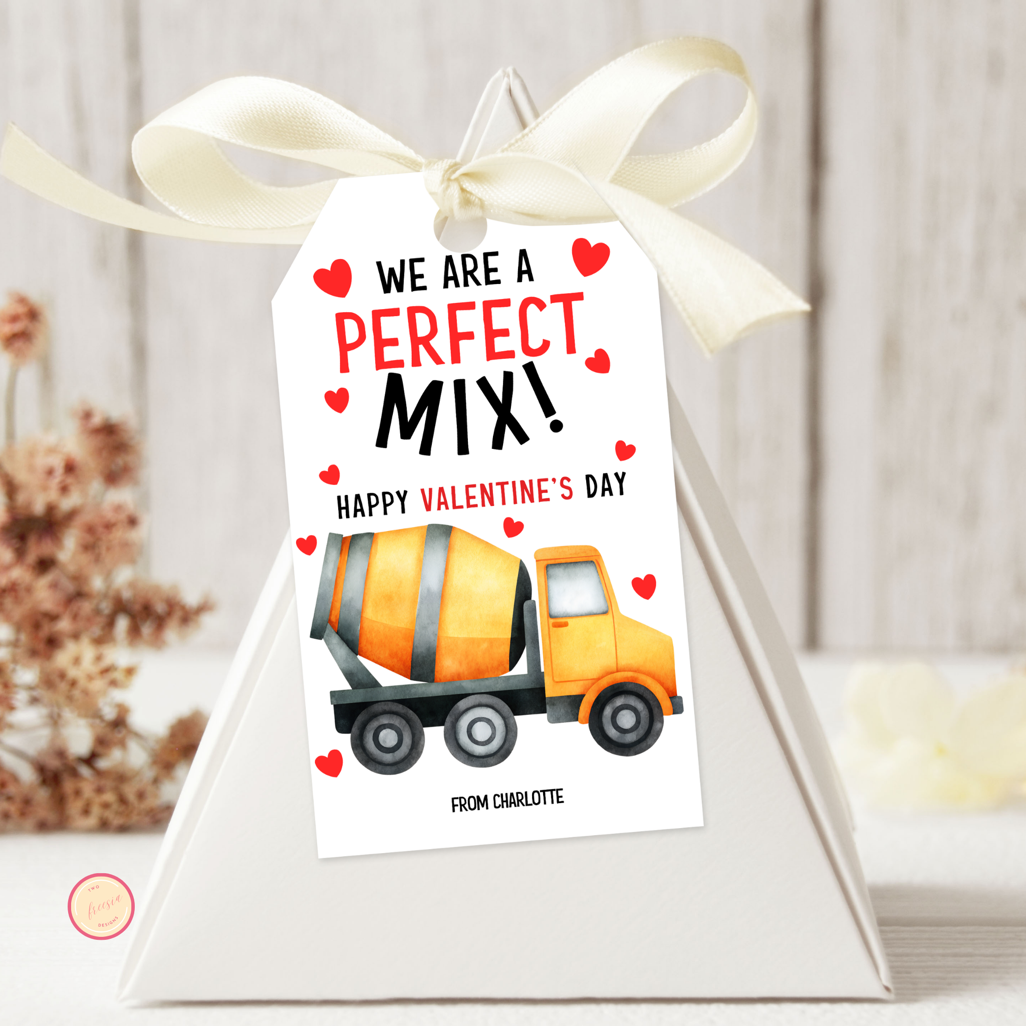Valentine's Day Construction Truck Tag