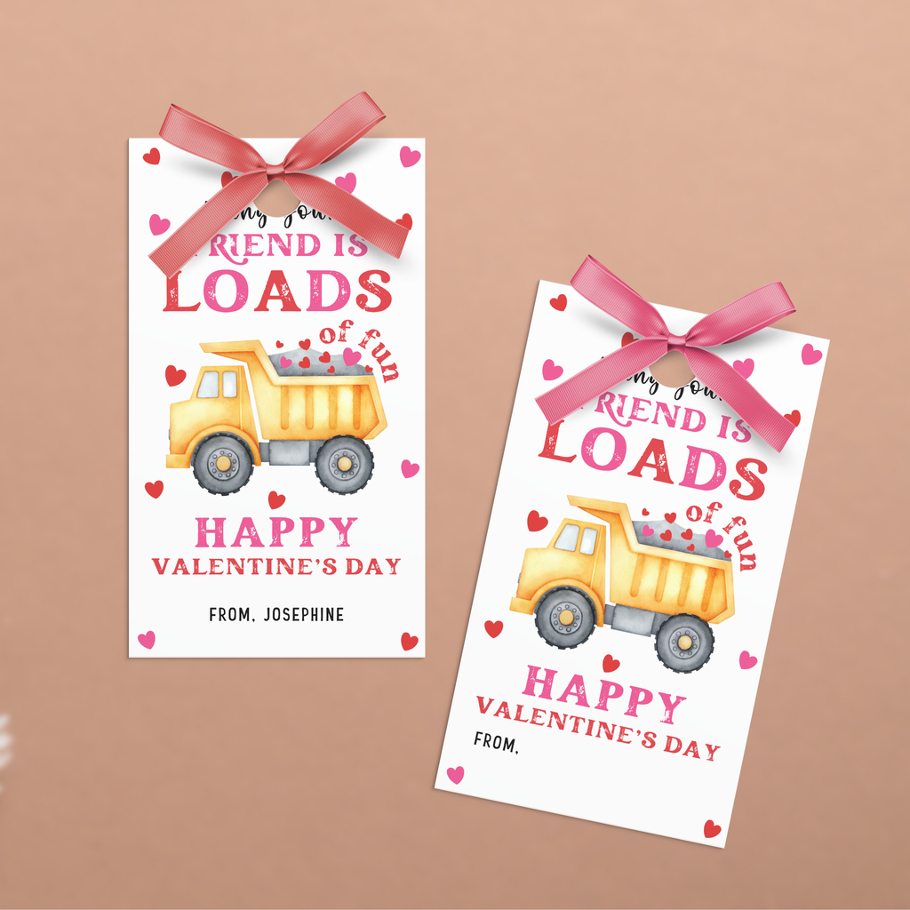 Valentine's Day Construction Truck Tag