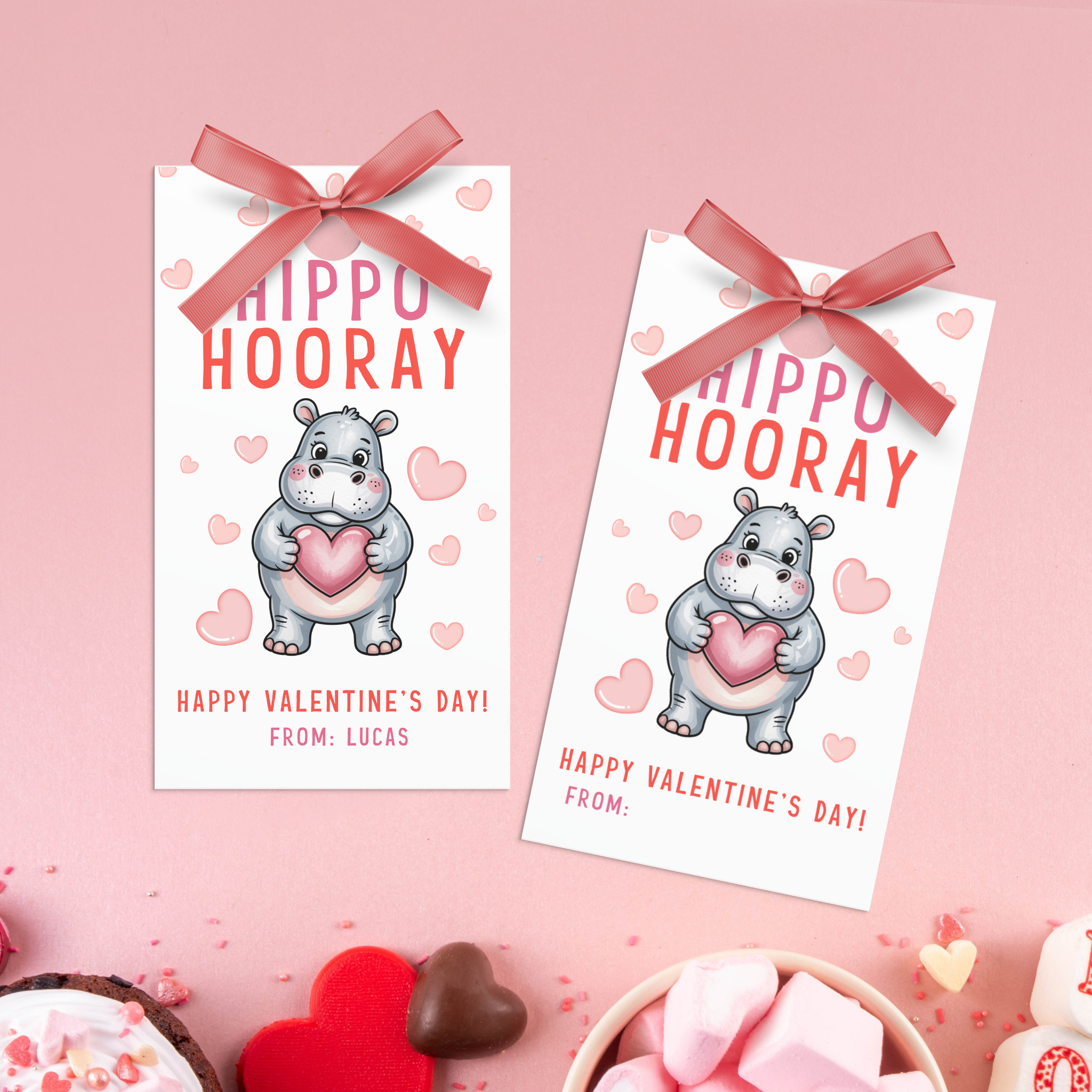 Hippo Valentine's Gift Tag