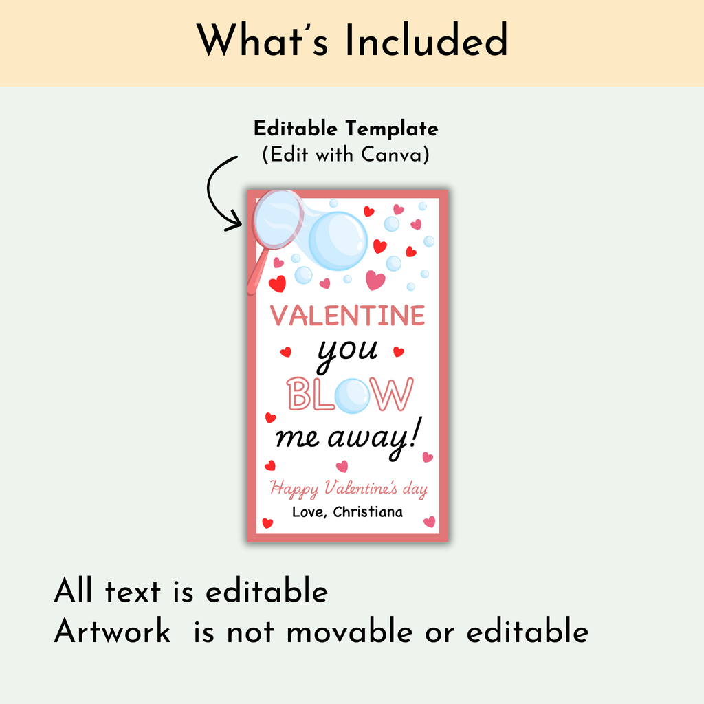 Valentines Bubble Wand Tag