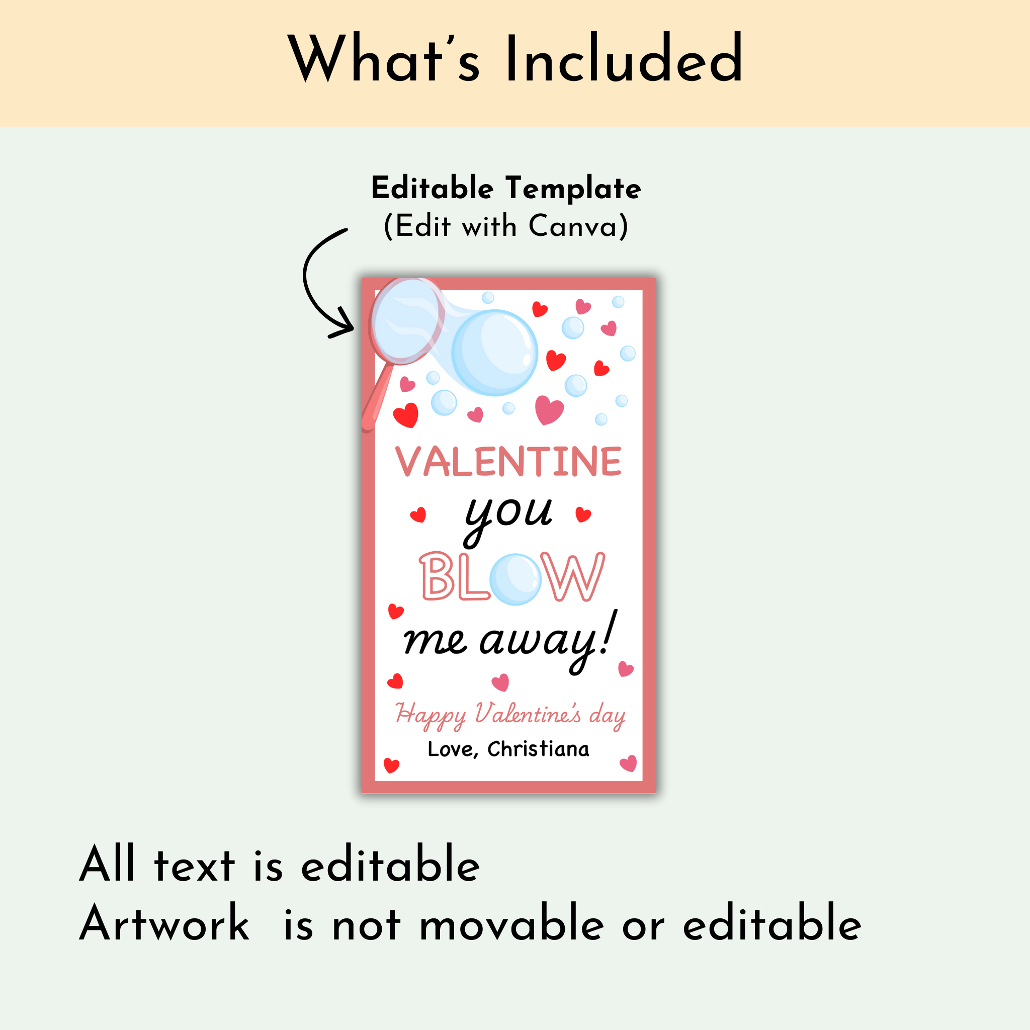 Valentines Bubble Wand Tag