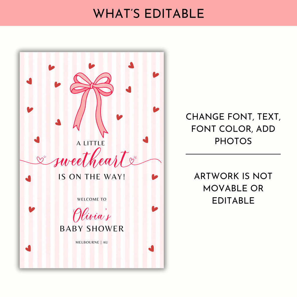Valentine Baby Shower Welcome Sign
