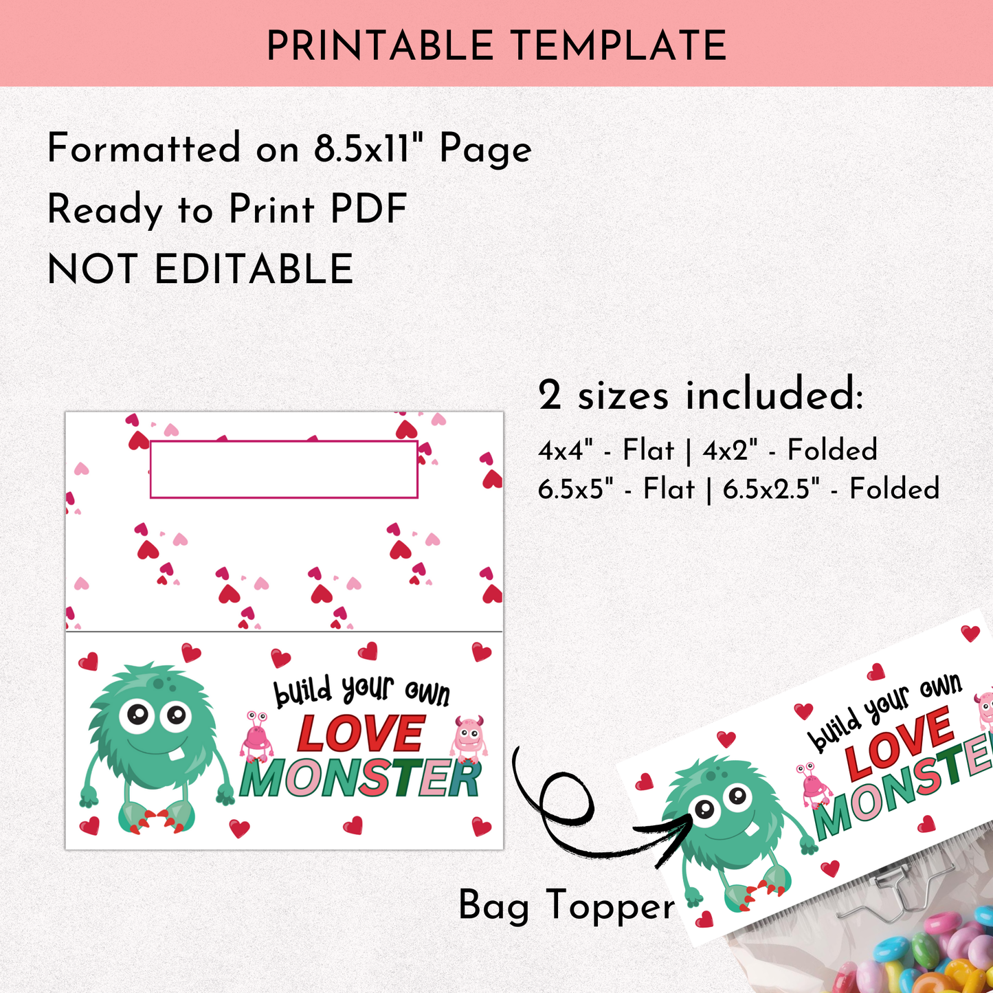 Build Your Love Monster Bag Topper
