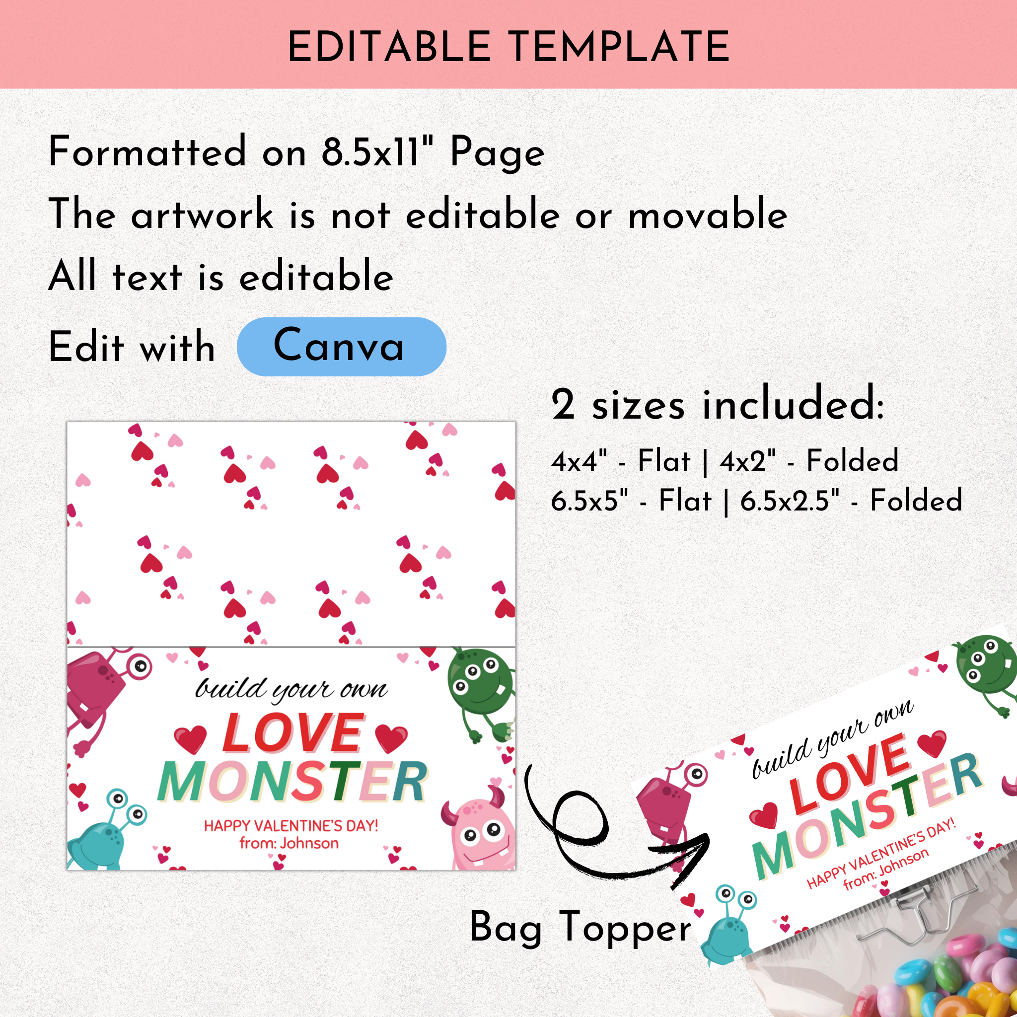 Valentine Build Your Monster Bag Topper