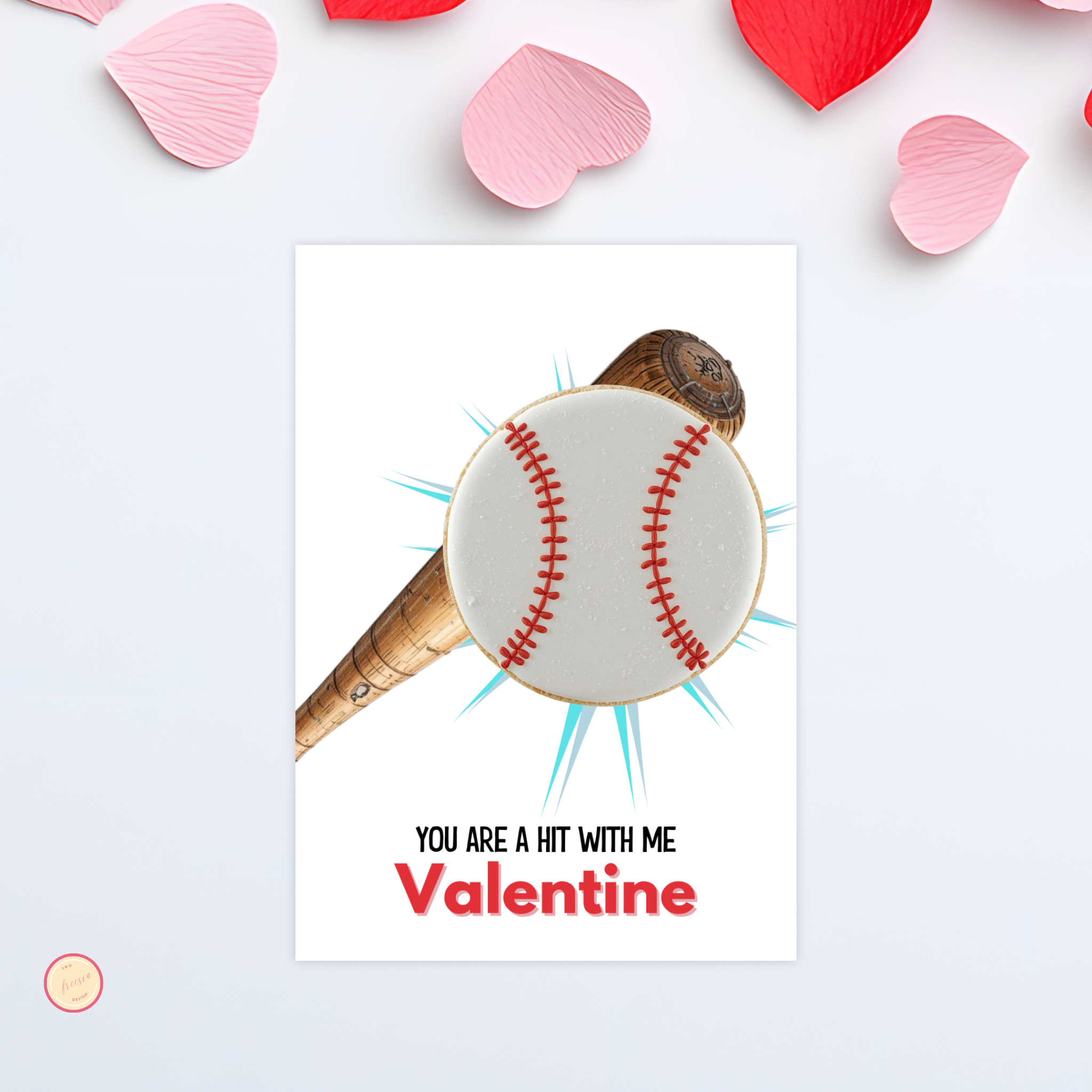 Baseball Valentine Cookie Card