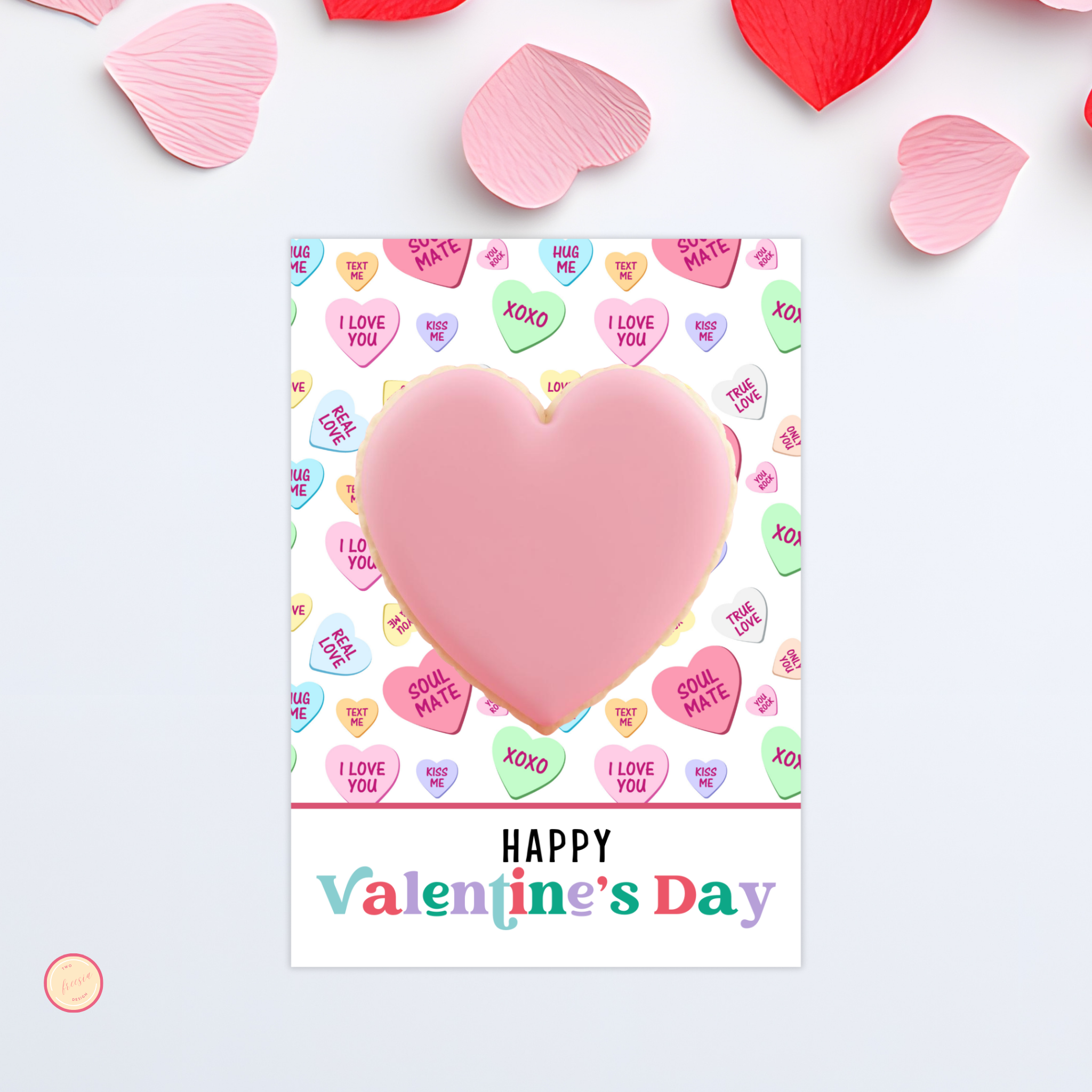 Conversation Hearts Cookie Card