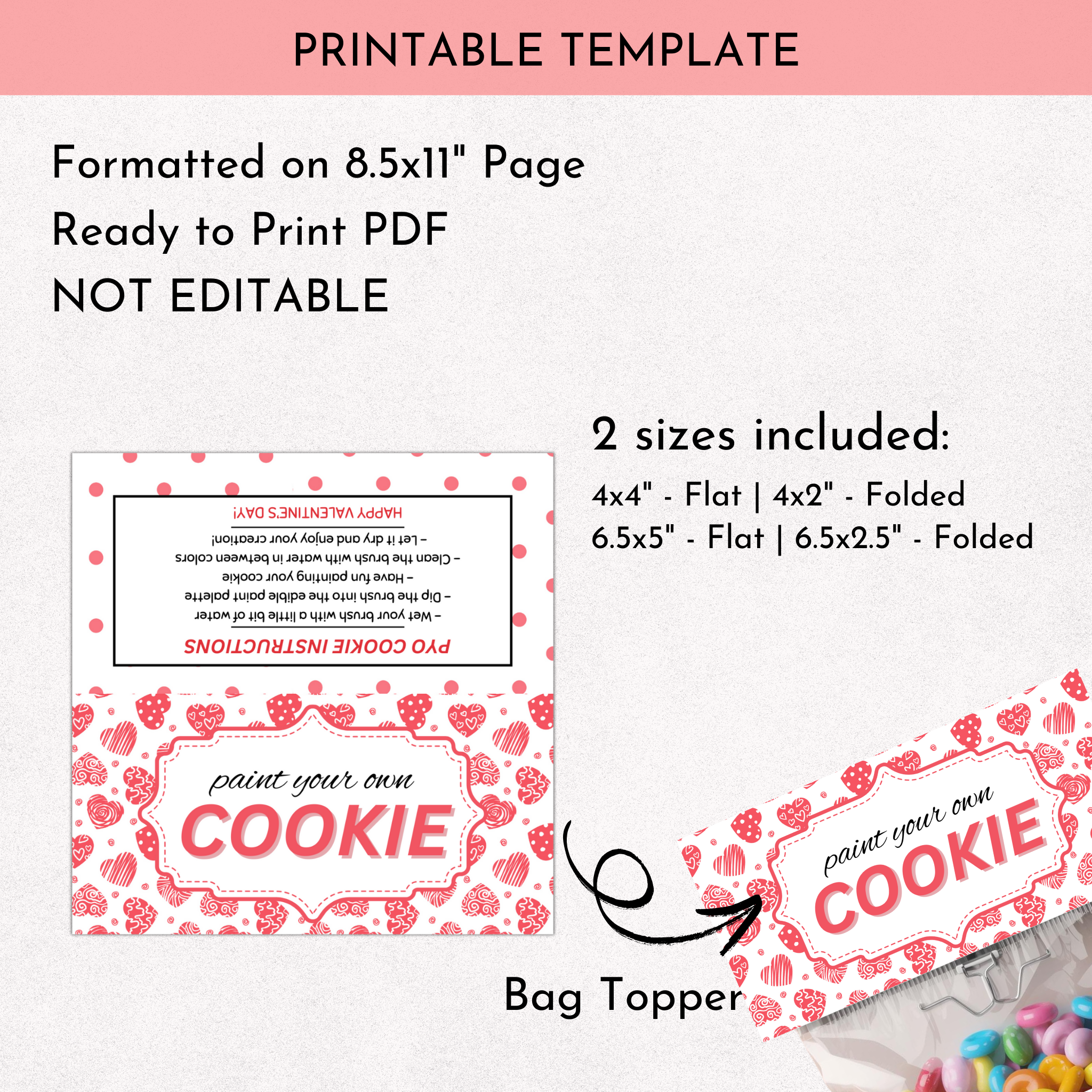 Valentine PYO Cookie Bag Topper
