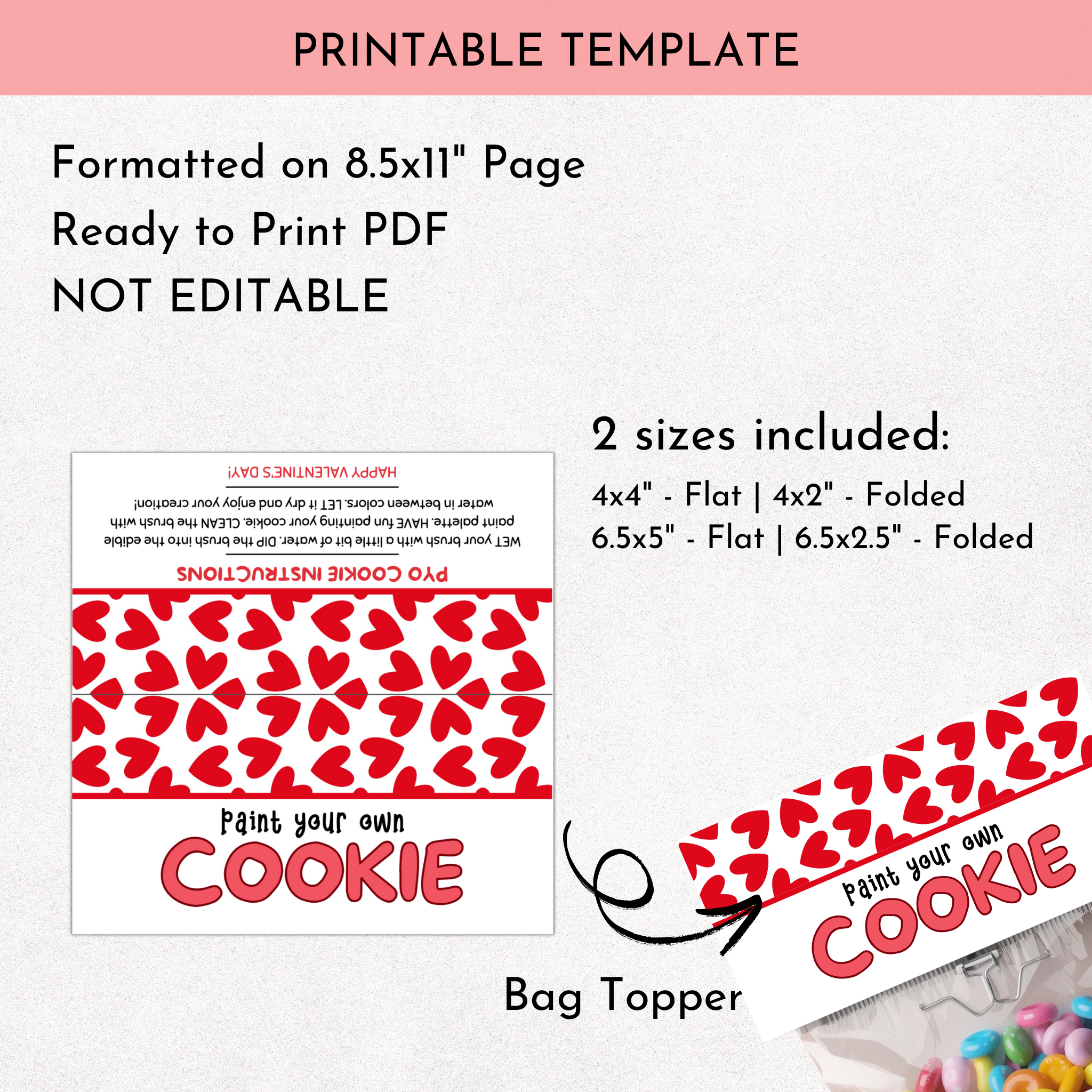 Valentine PYO Cookie Bag Topper