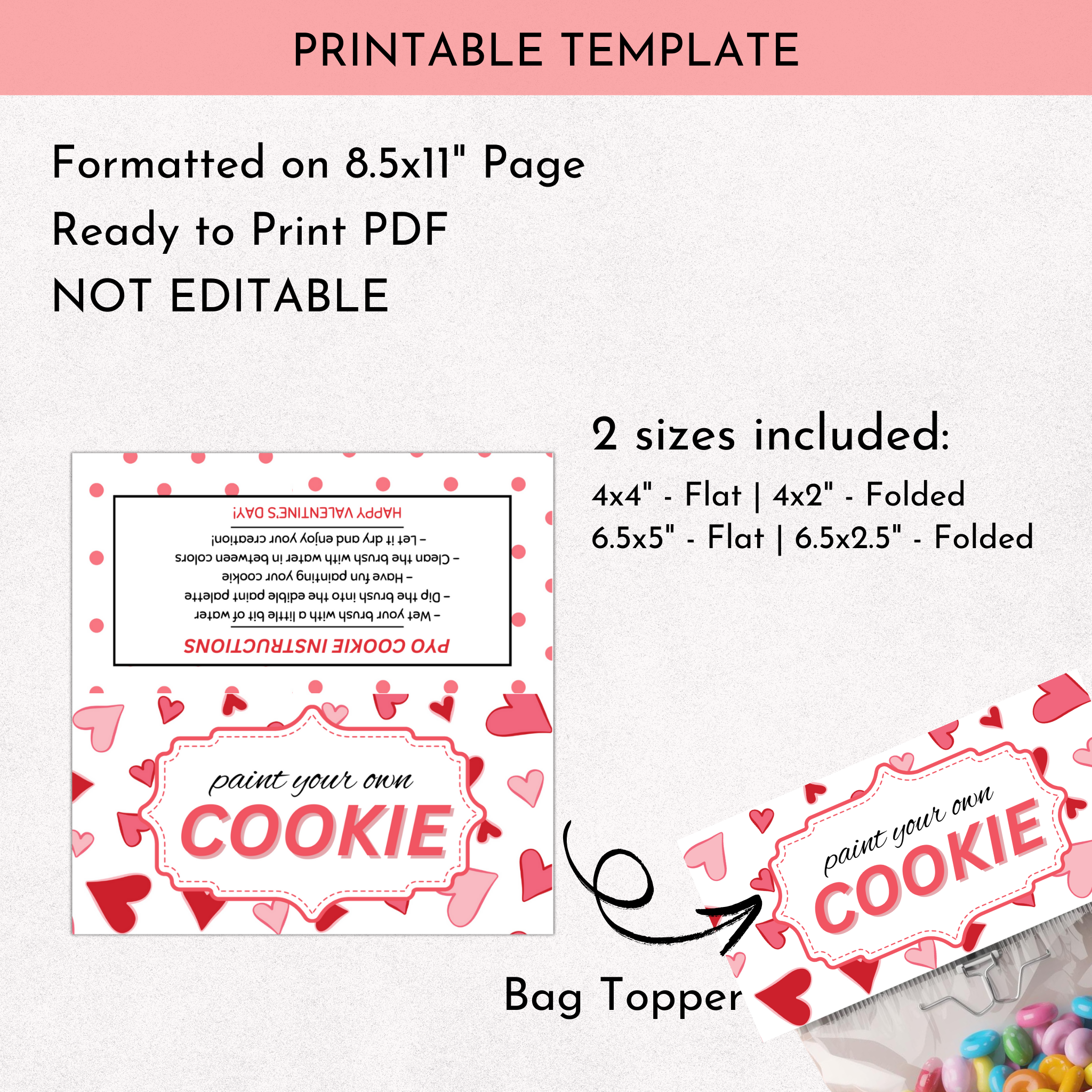 Valentine PYO Cookie Bag Topper