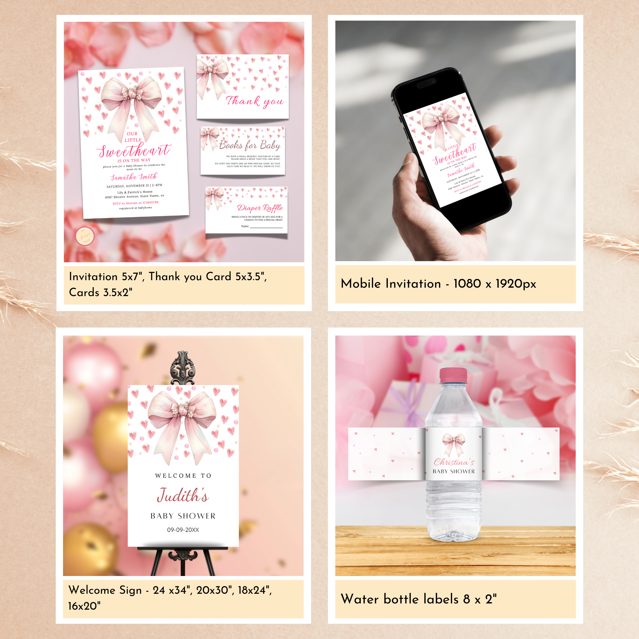 Valentine Baby Shower Bundle | Pink Bow