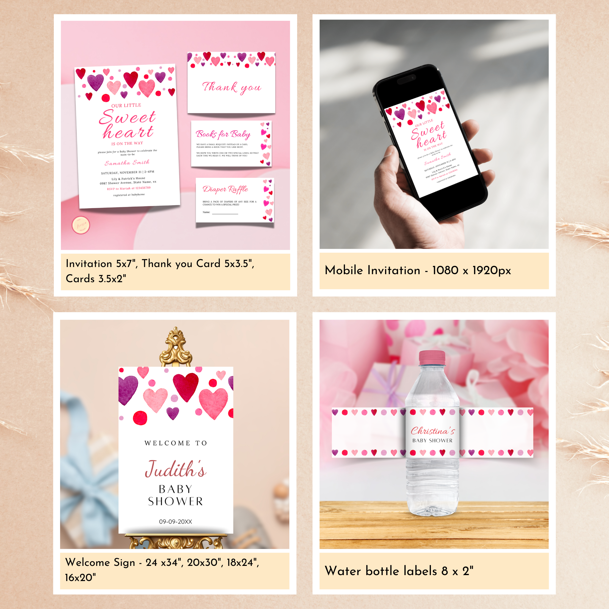Valentine Baby Shower Bundle | Pink Hearts