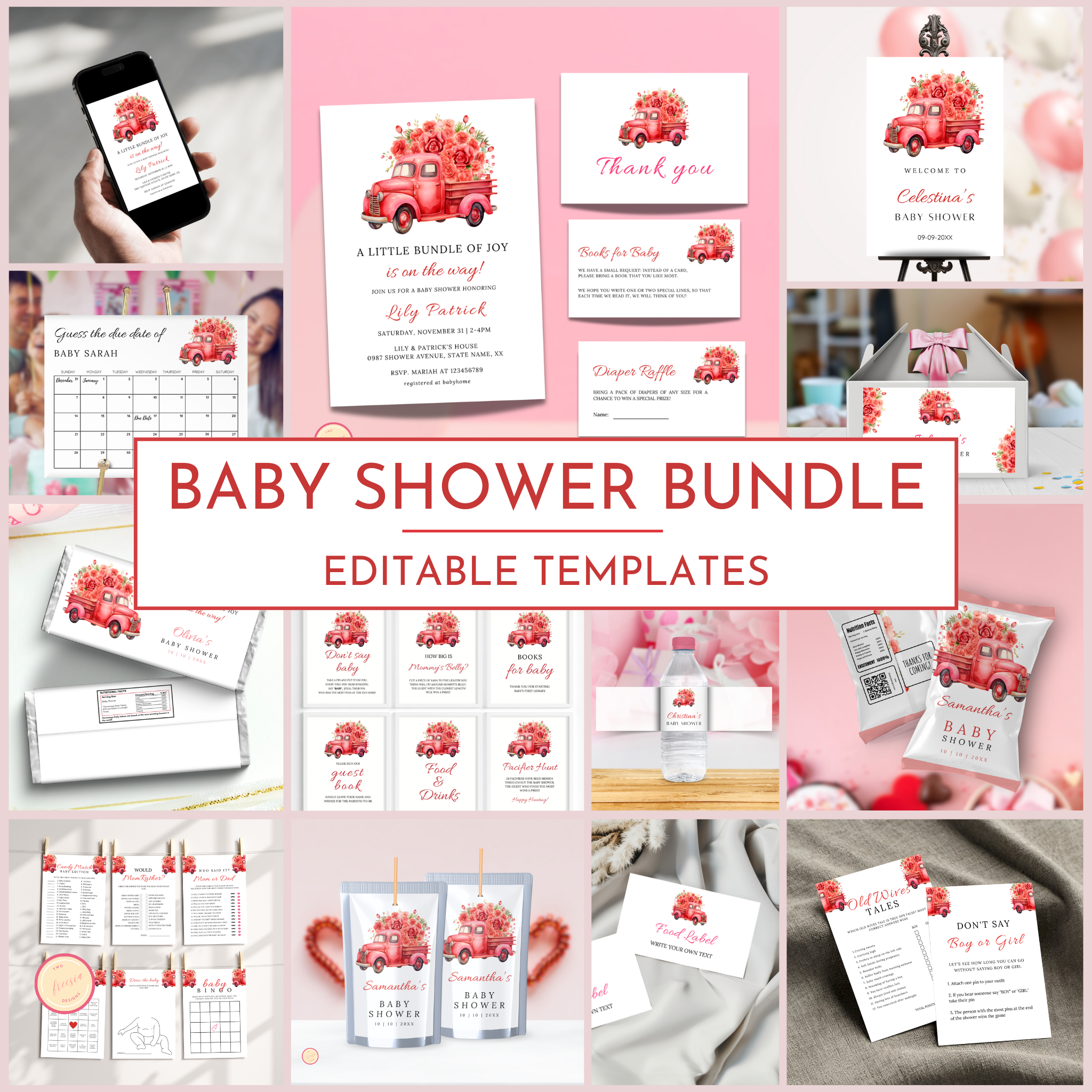 Valentine Baby Shower Bundle | Red Truck