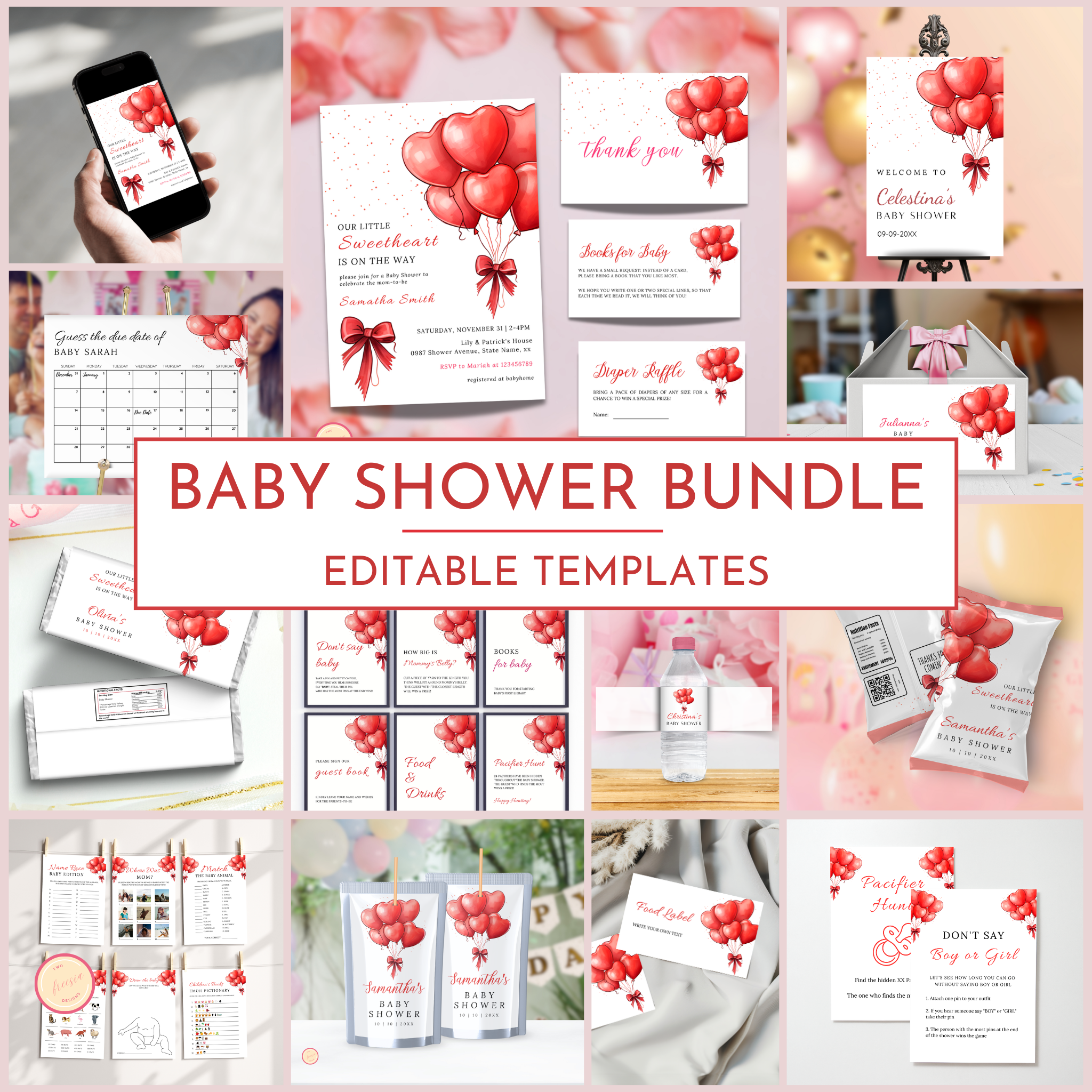 Valentine Baby Shower Bundle | Red Balloons