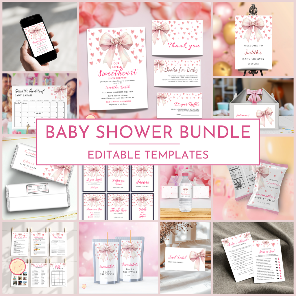 Valentine Baby Shower Bundle | Pink Bow