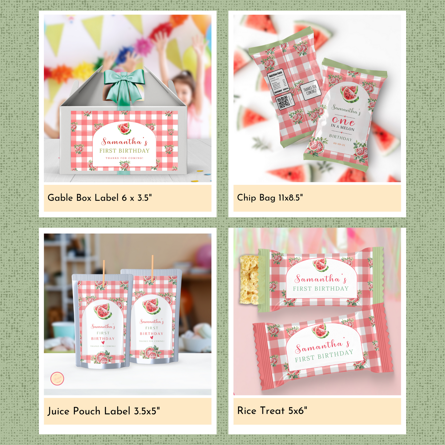 Watermelon 1st Birthday Template Bundle #1