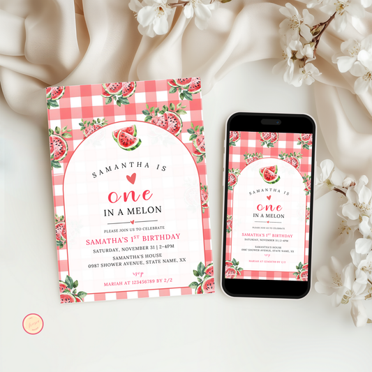 Watermelon 1st Birthday Invitation