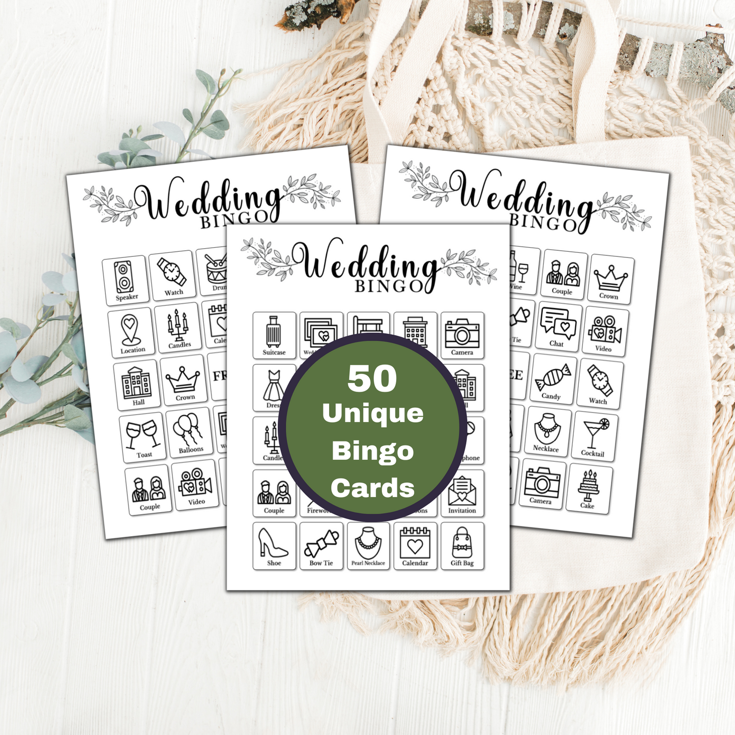 Wedding Bingo - 50 Cards