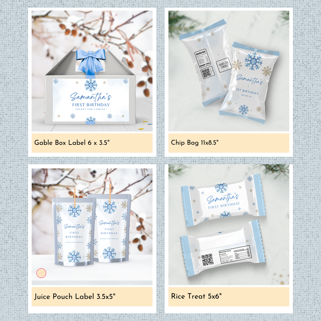 Winter 1st Birthday Template Bundle | Blue