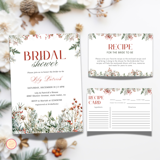 Winter Bridal Shower + Recipe Card Bundle #2