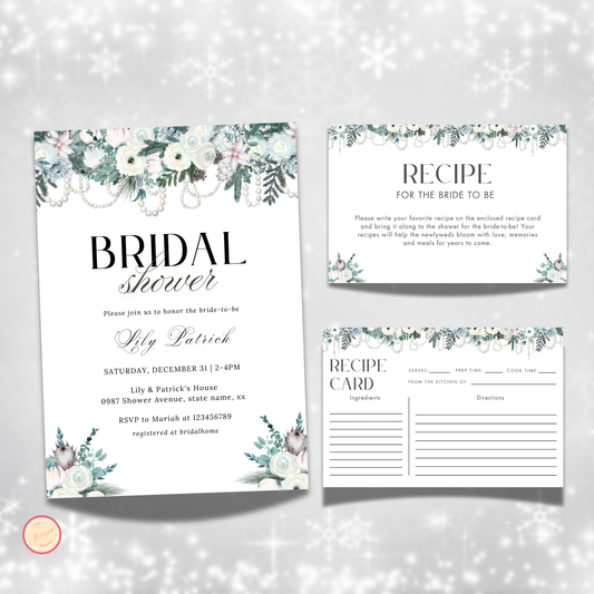 Winter Bridal Shower + Recipe Card Bundle #1