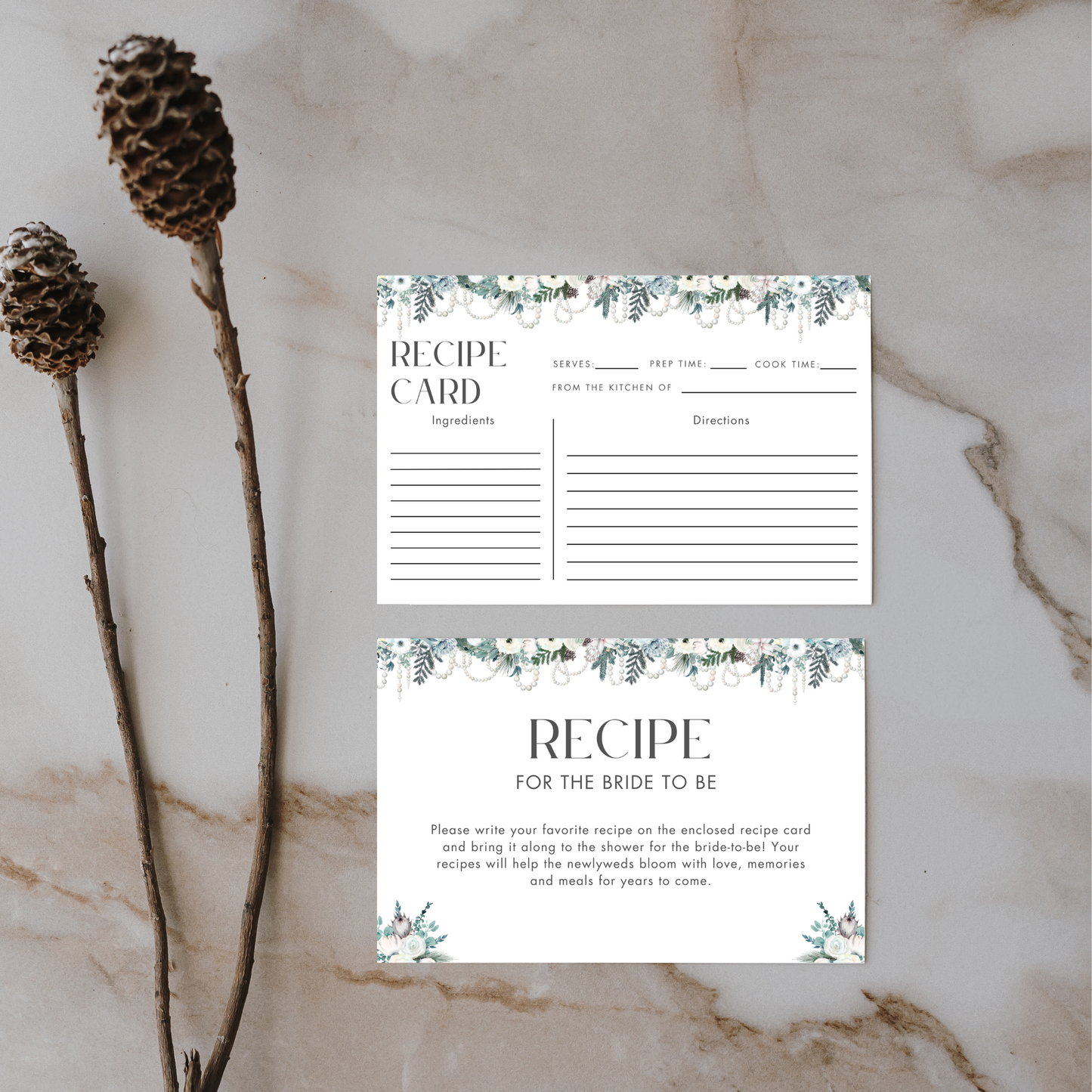 Winter Bridal Shower + Recipe Card Bundle #1