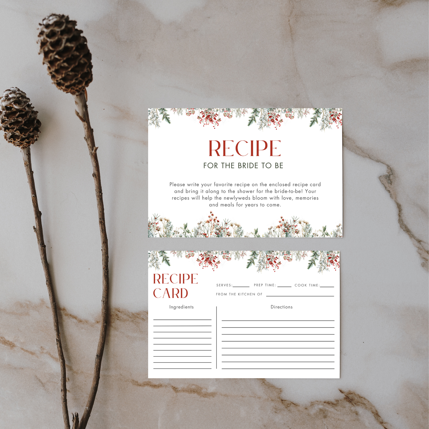 Winter Bridal Shower + Recipe Card Bundle #2