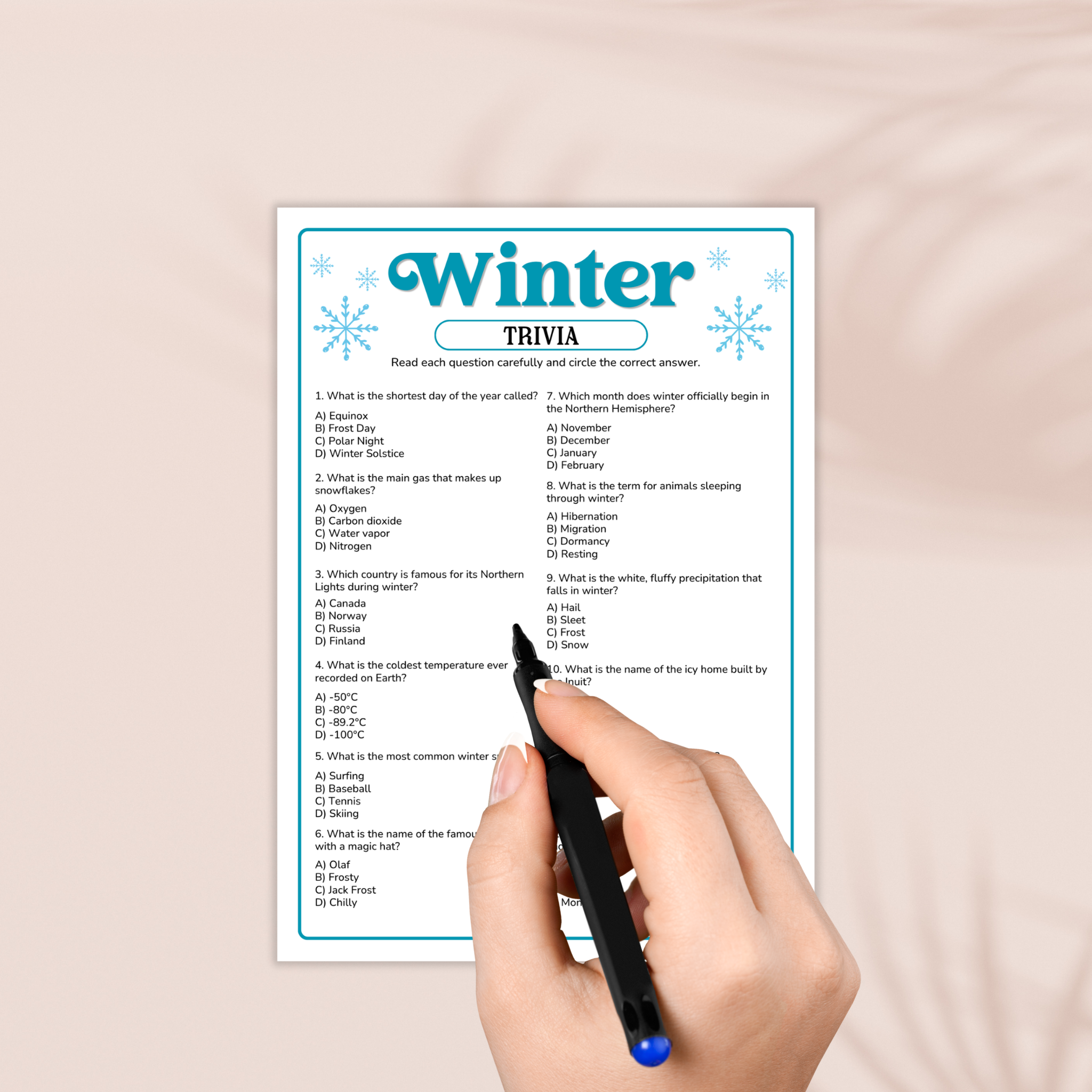 Winter Trivia Game