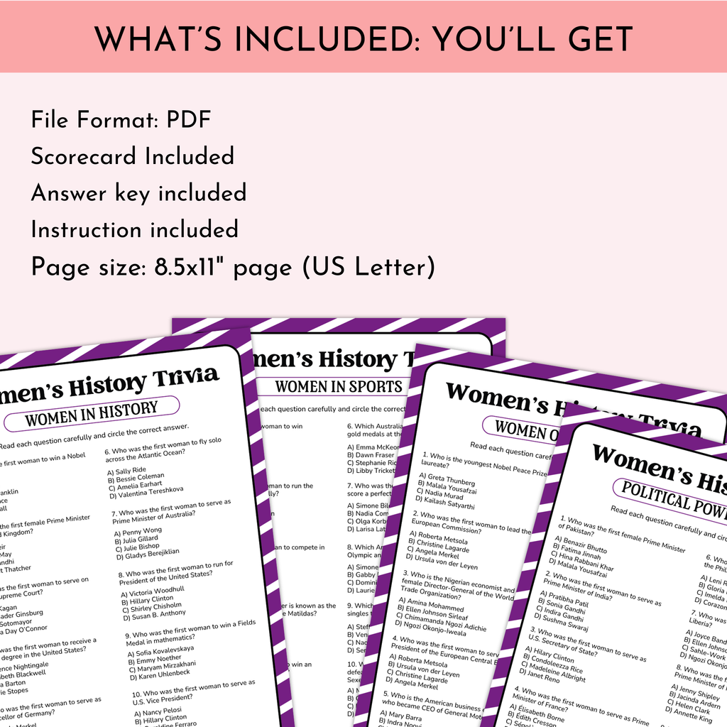 Women's History Trivia Game Bundle
