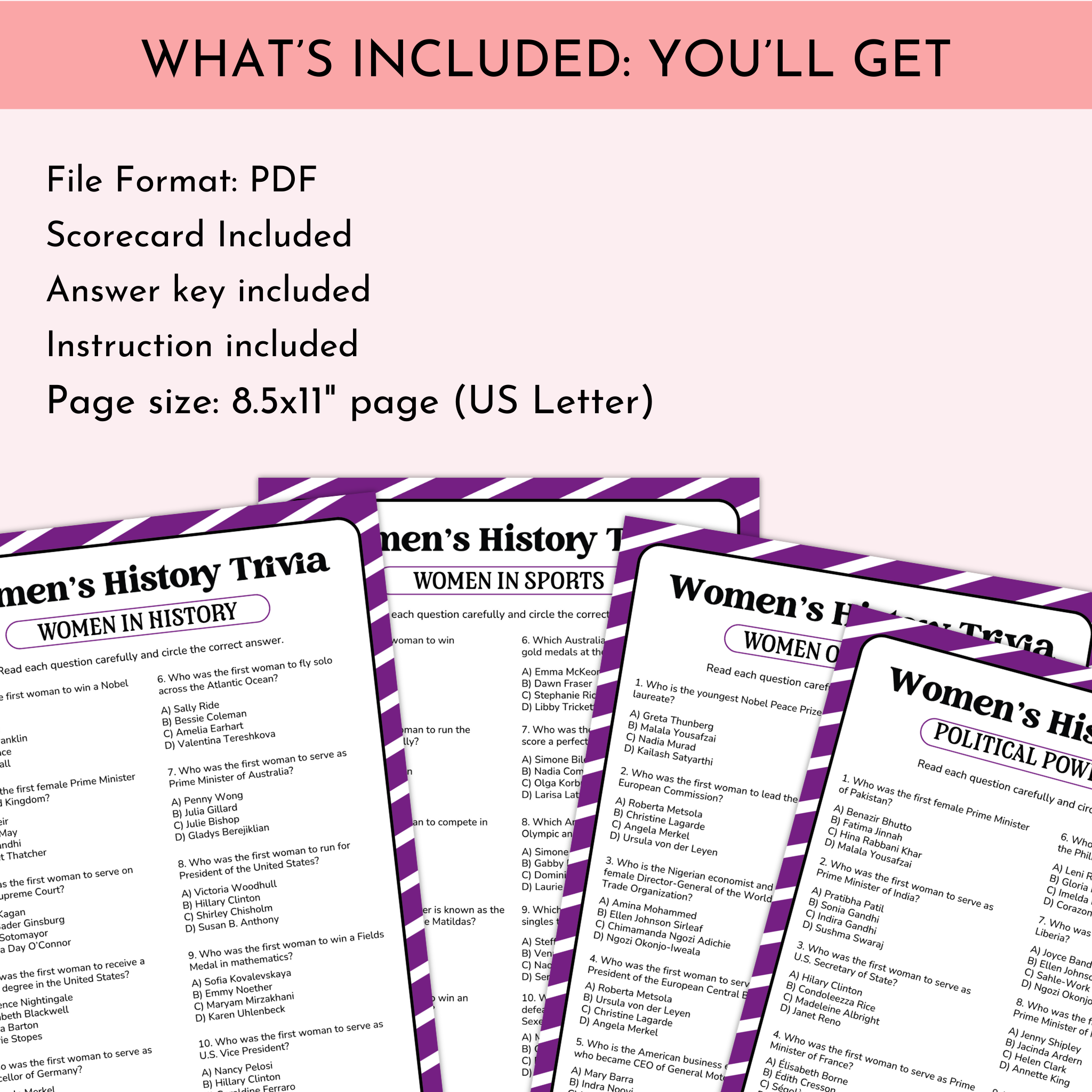 Women's History Trivia Game Bundle