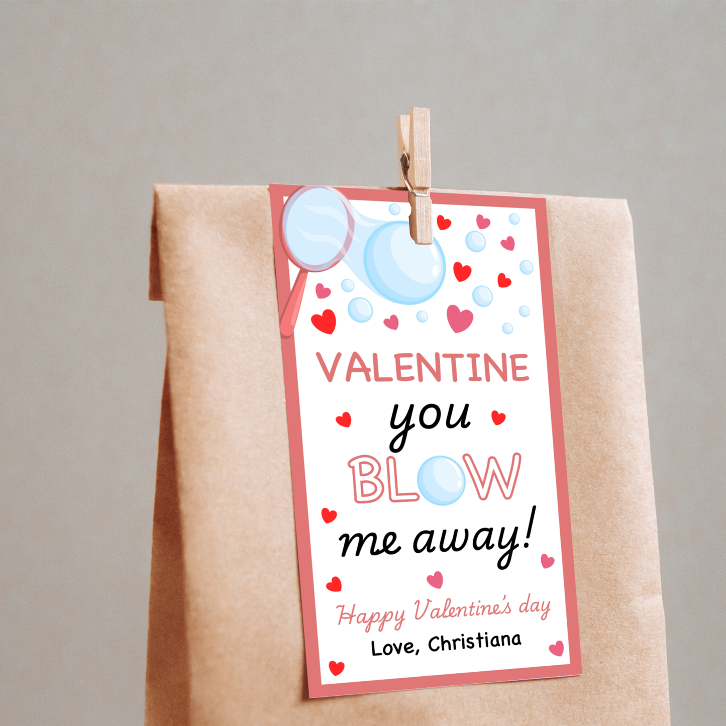 Valentines Bubble Wand Tag