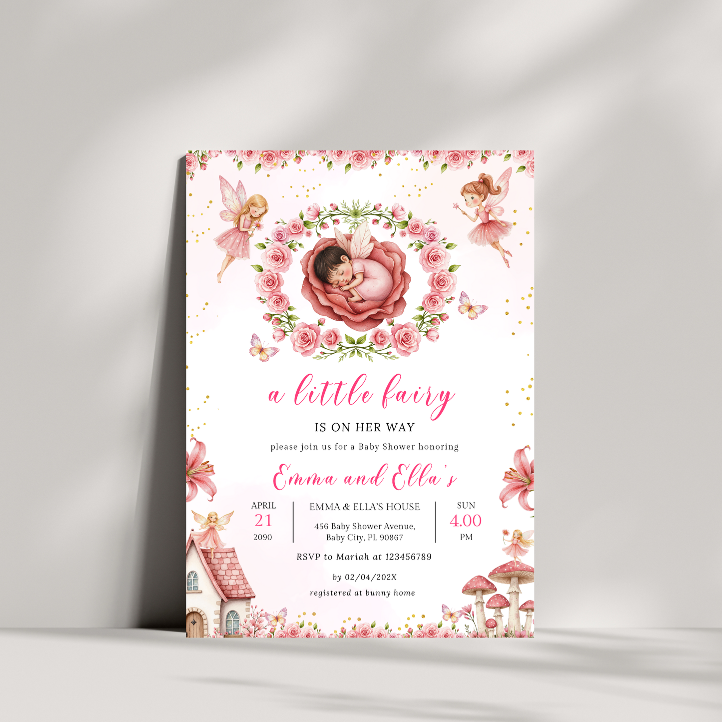 A Little Fairy is on Her Way Baby Shower Invitation Set