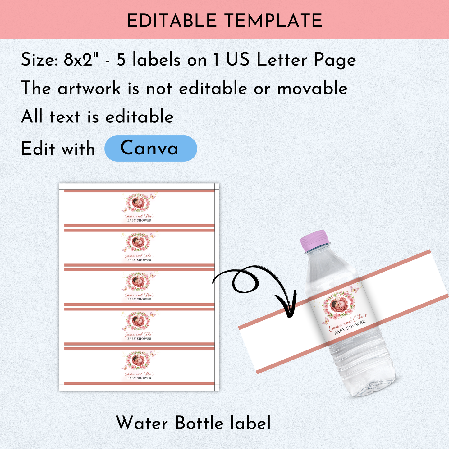 Fairy Baby Shower Favor Template Bundle