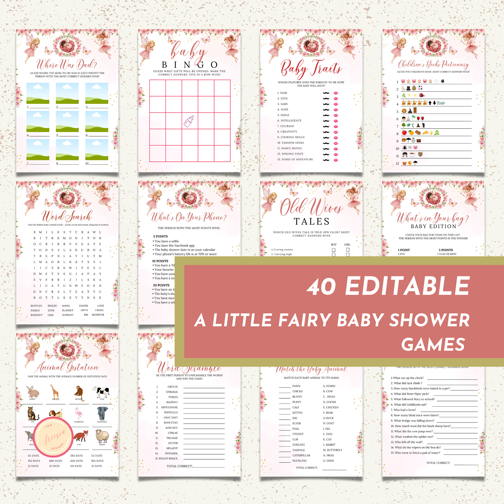 40 Fairy Baby Shower Game