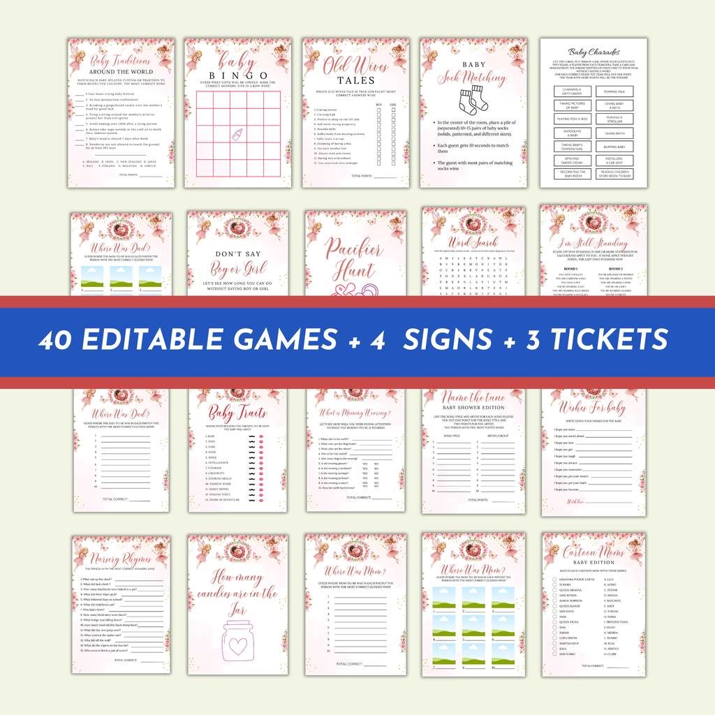 40 Fairy Baby Shower Game