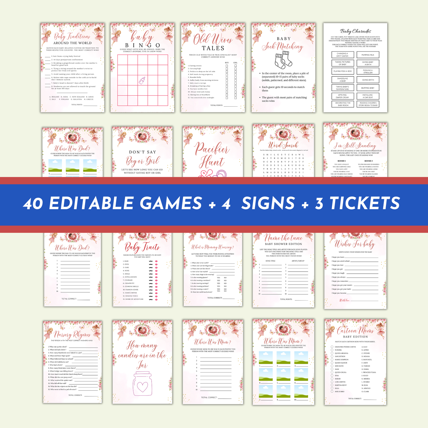 40 Fairy Baby Shower Game