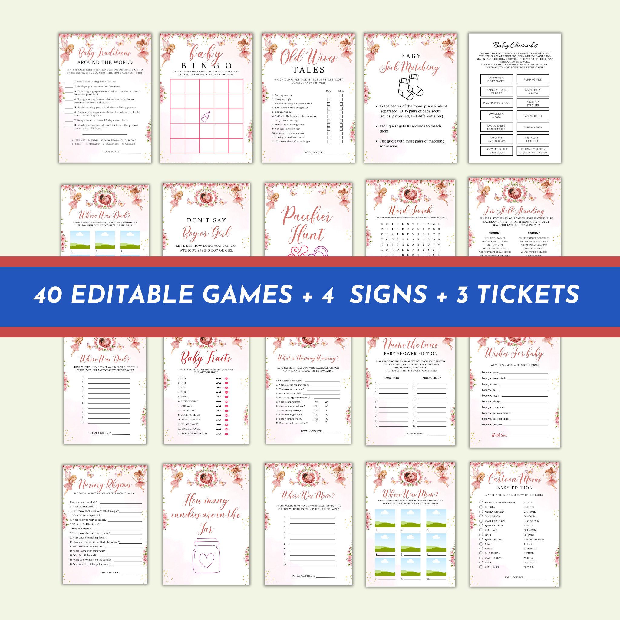 40 Fairy Baby Shower Game