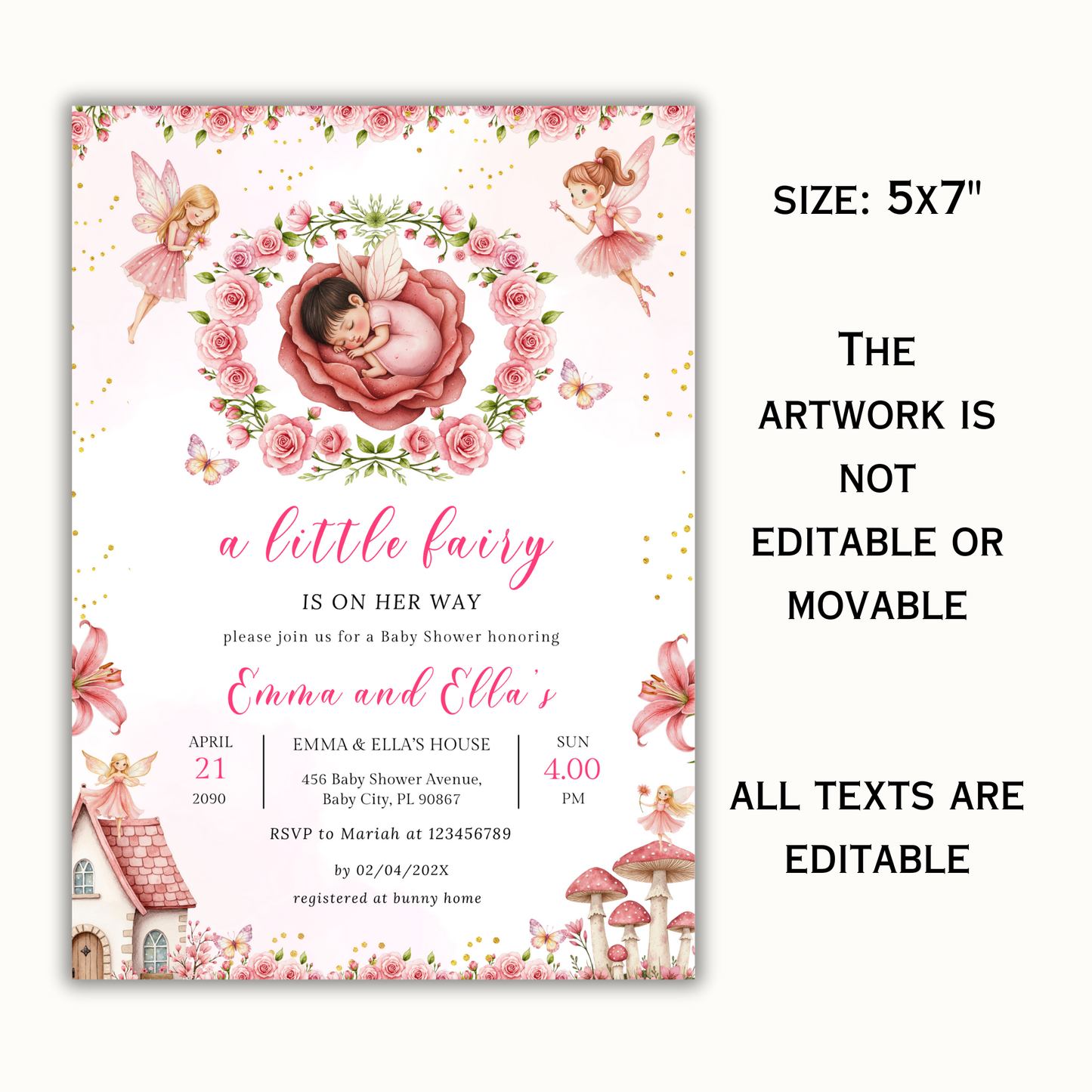 Little Fairy Baby Shower Invitation