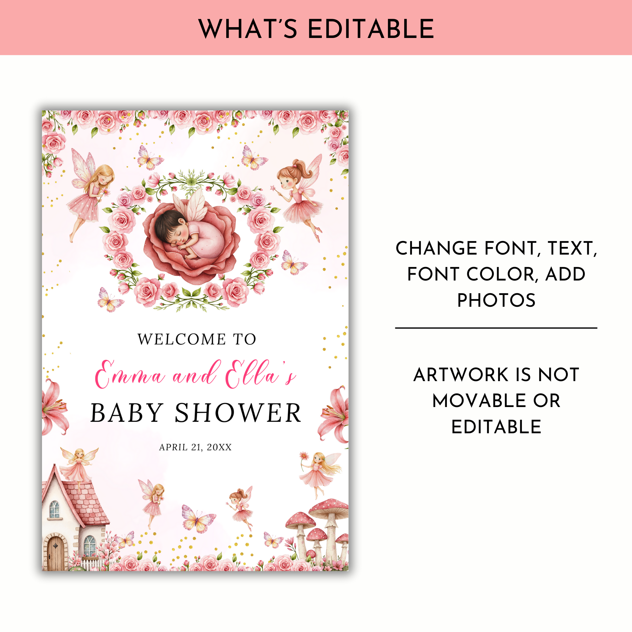 Fairy Baby Shower Welcome Sign