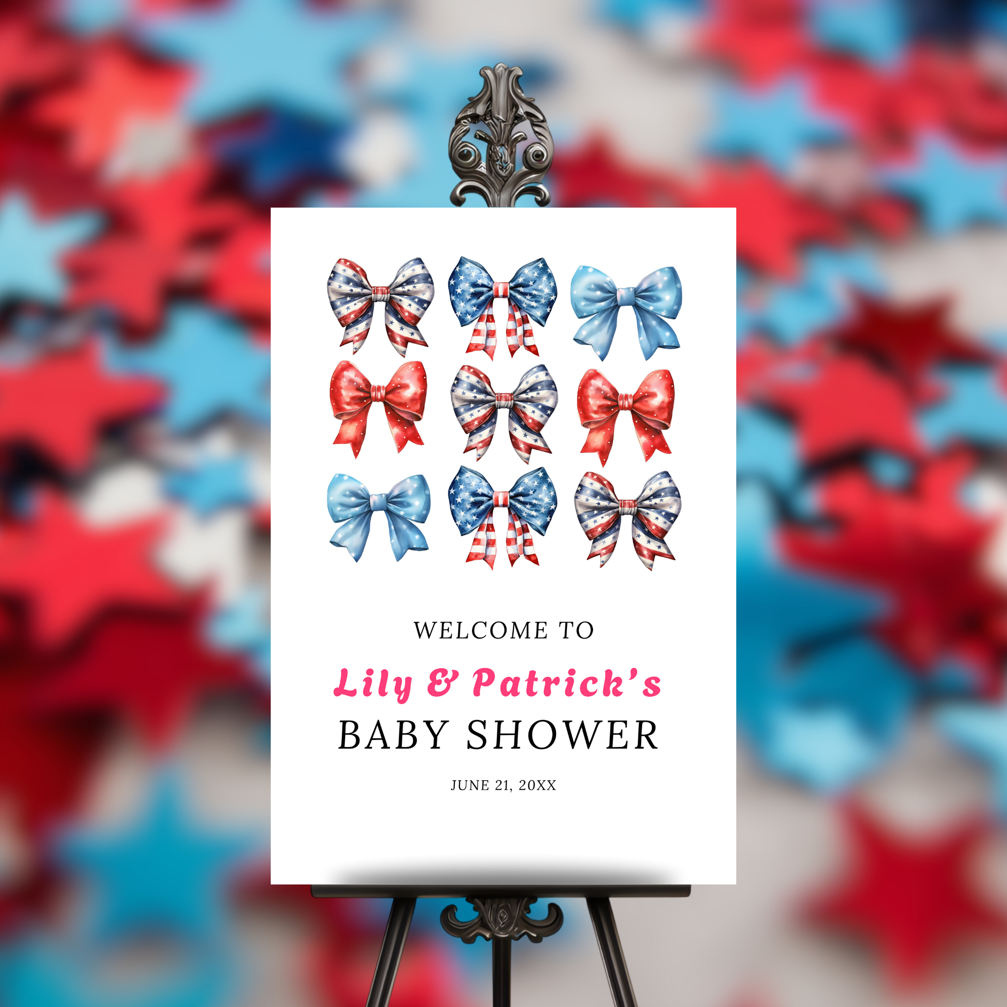 Patriotic Baby Shower Welcome Sign