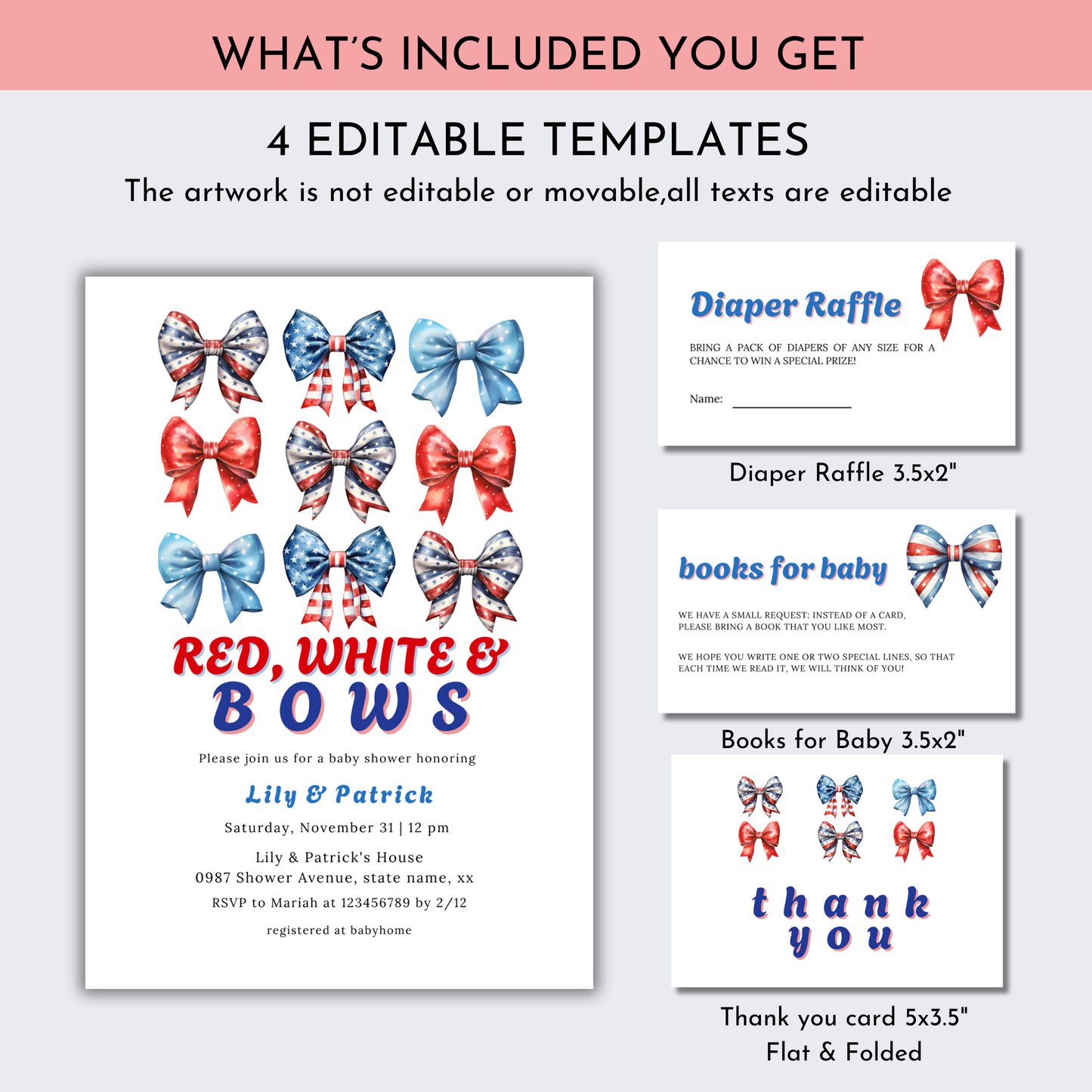 Patriotic Baby Shower Invitation Bundle