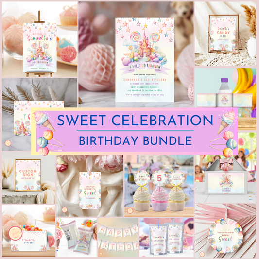 Sweets Birthday Party Template Bundle