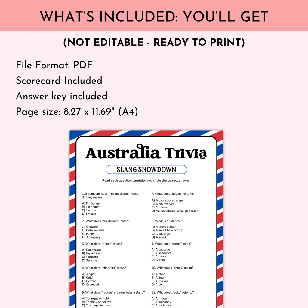Australian Slang Trivia Game