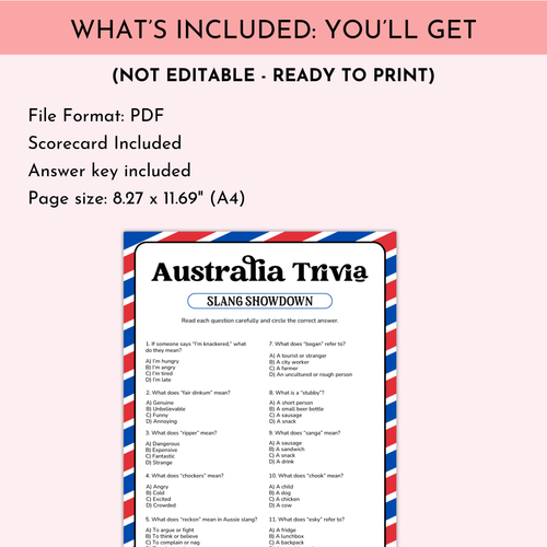 Australian Slang Trivia Game