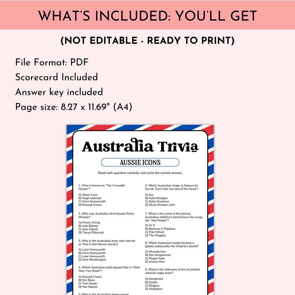 Aussie Icons Trivia Game